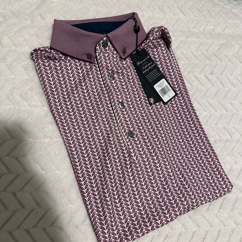 Greyson Burgundy Feather Bone Polo